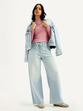 Women's Light Indigo XL Straight Fit Mid Rise Jeans