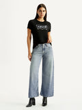 Women's Tinted Med Indigo XL Straight Loose Fit Mid Rise Jeans