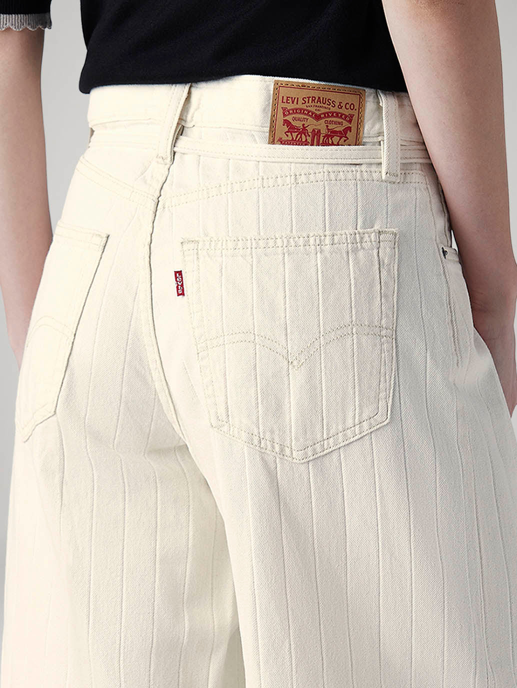 Women's Cream XL Straight Loose Fit Mid Rise Jeans
