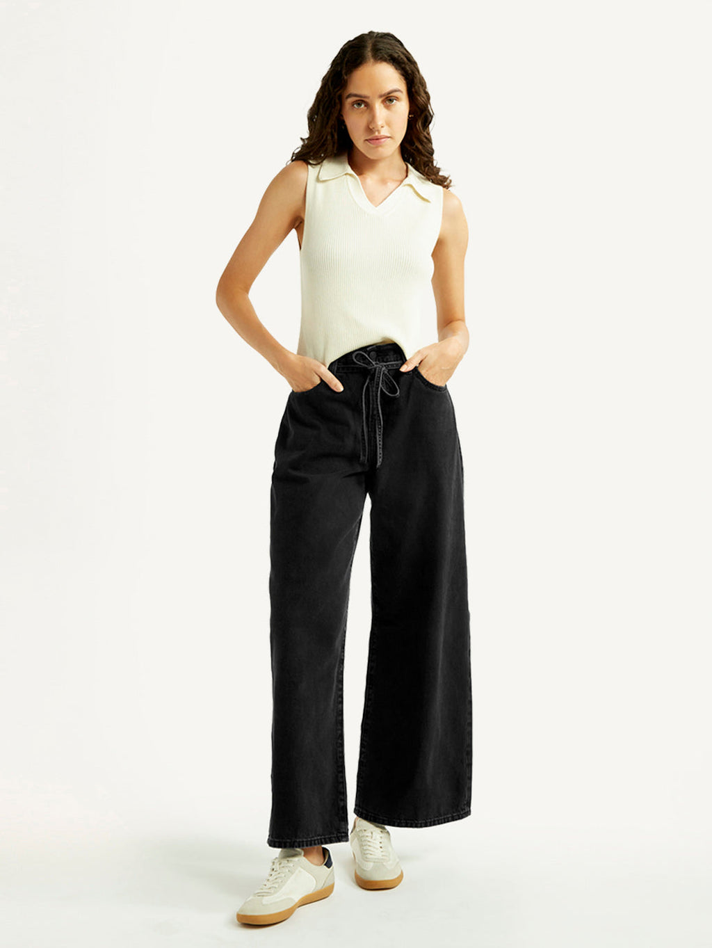 Women's Black XL Straight Loose Fit Mid Rise Jeans