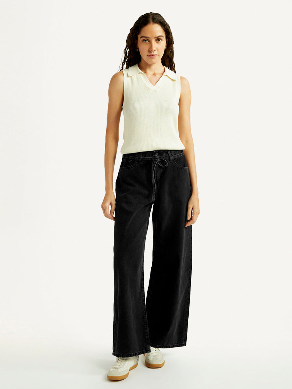Women's Black XL Straight Loose Fit Mid Rise Jeans
