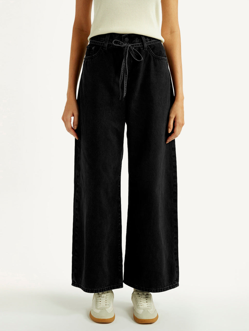 Women's Black XL Straight Loose Fit Mid Rise Jeans
