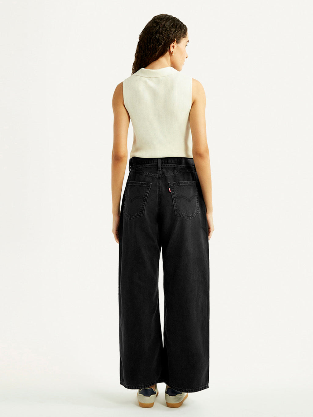 Women's Black XL Straight Loose Fit Mid Rise Jeans