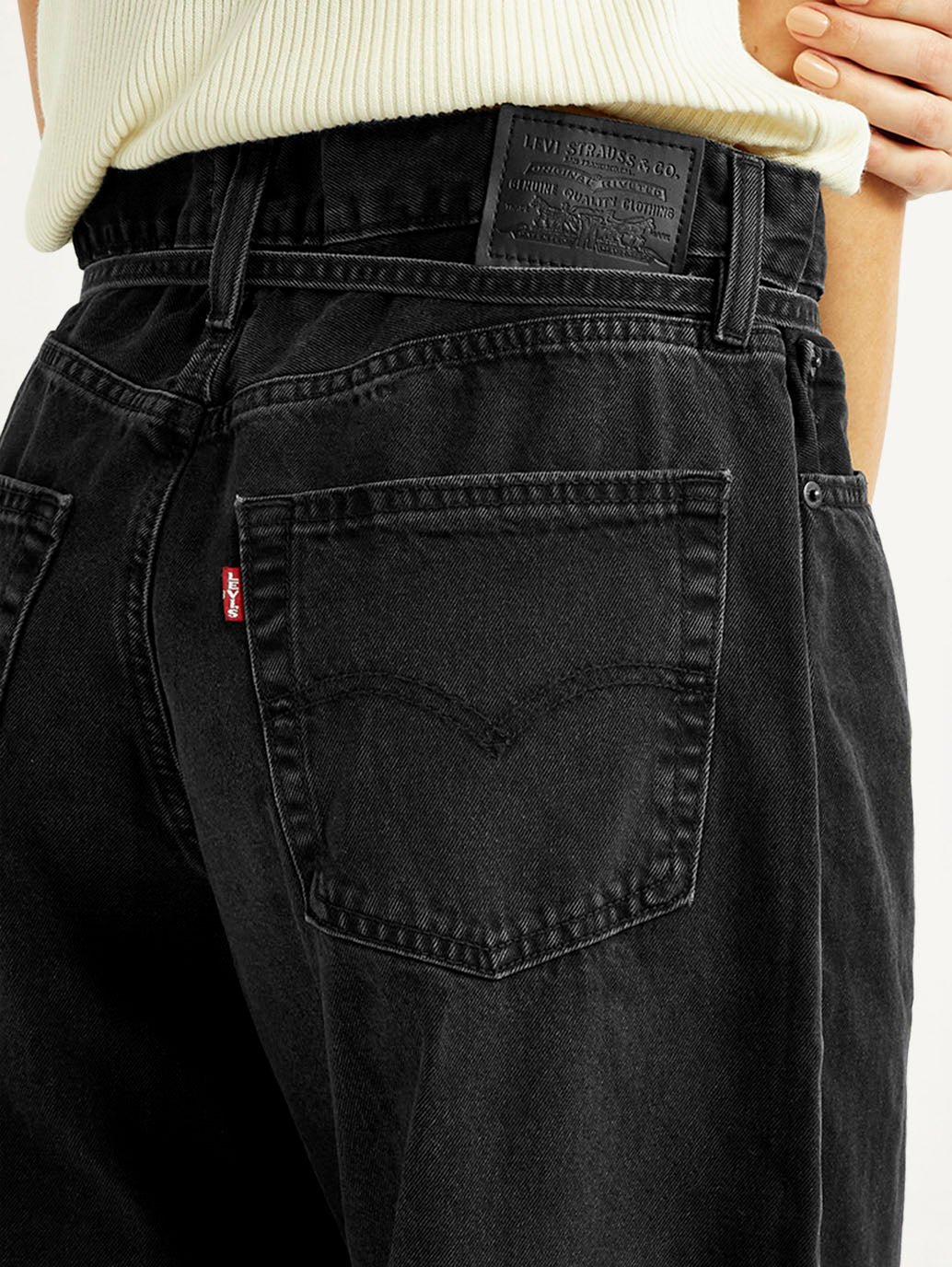 Women's Black XL Straight Loose Fit Mid Rise Jeans