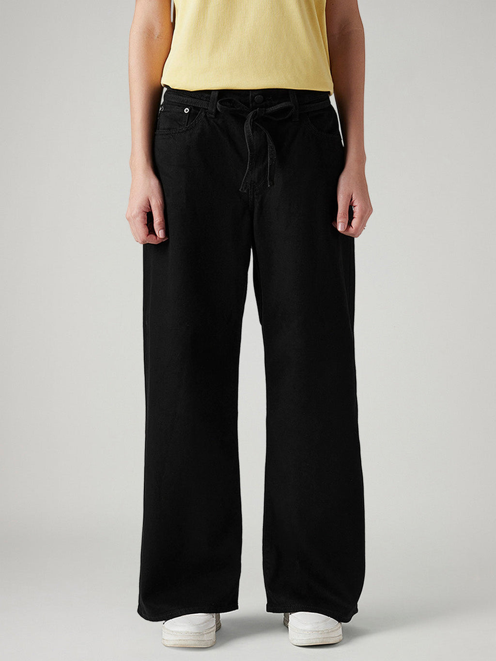 Women's Black XL Straight Loose Fit Mid Rise Jeans