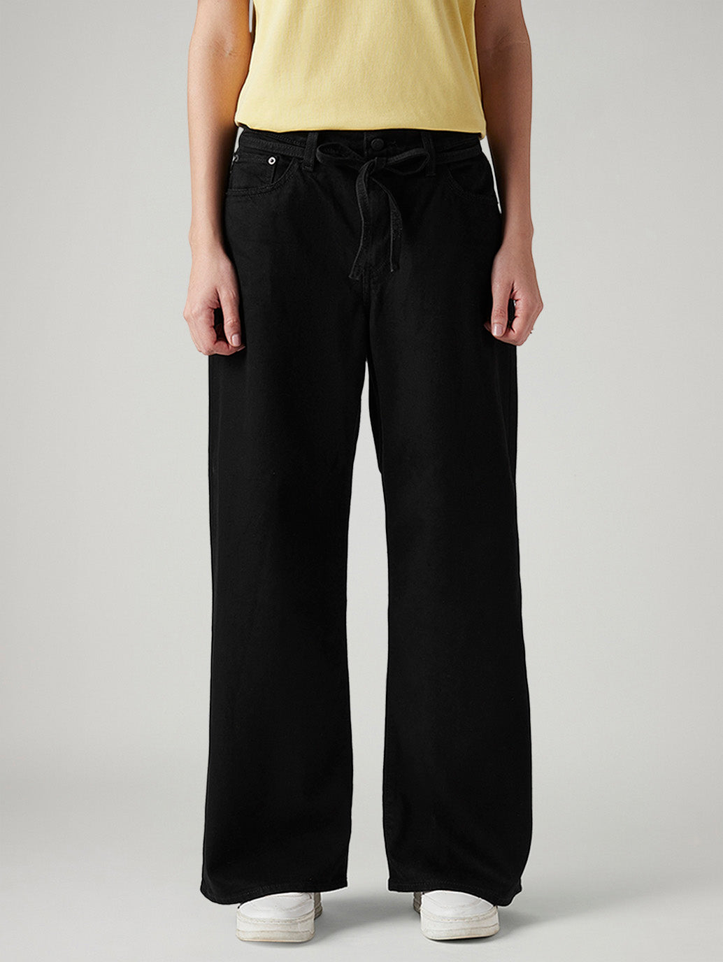 Women's Black XL Straight Loose Fit Mid Rise Jeans