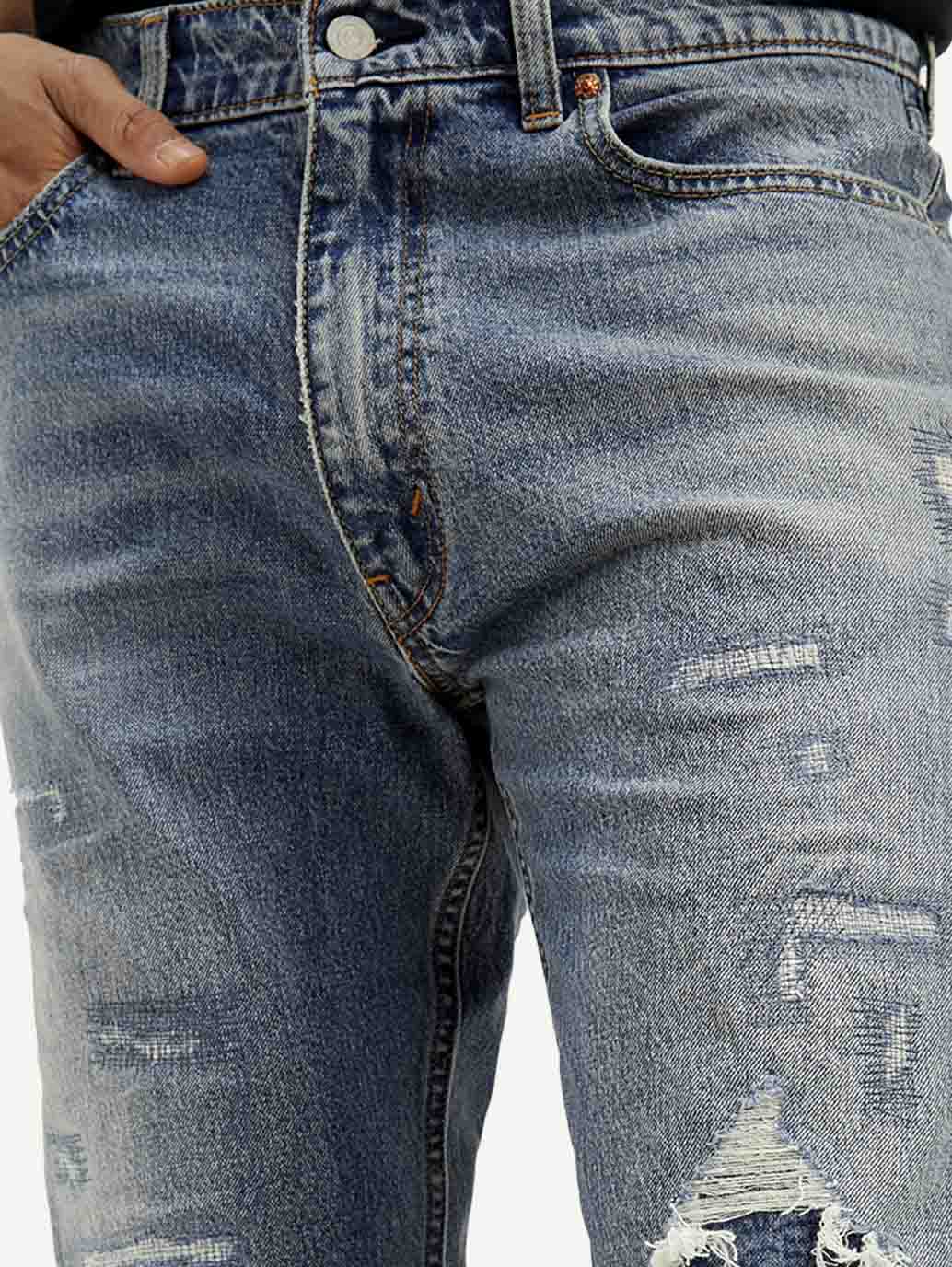 Men's 555 Blue Relaxed Straight Fit Mid Rise Jeans