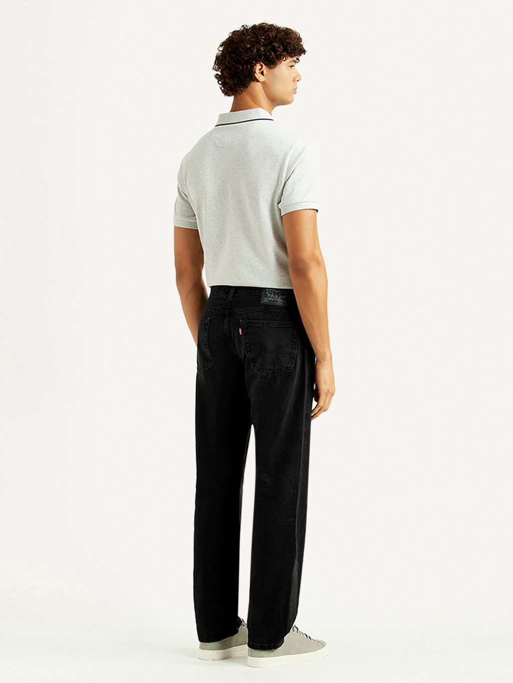 Men's 555 Black Relaxed Straight Fit Mid Rise Jeans