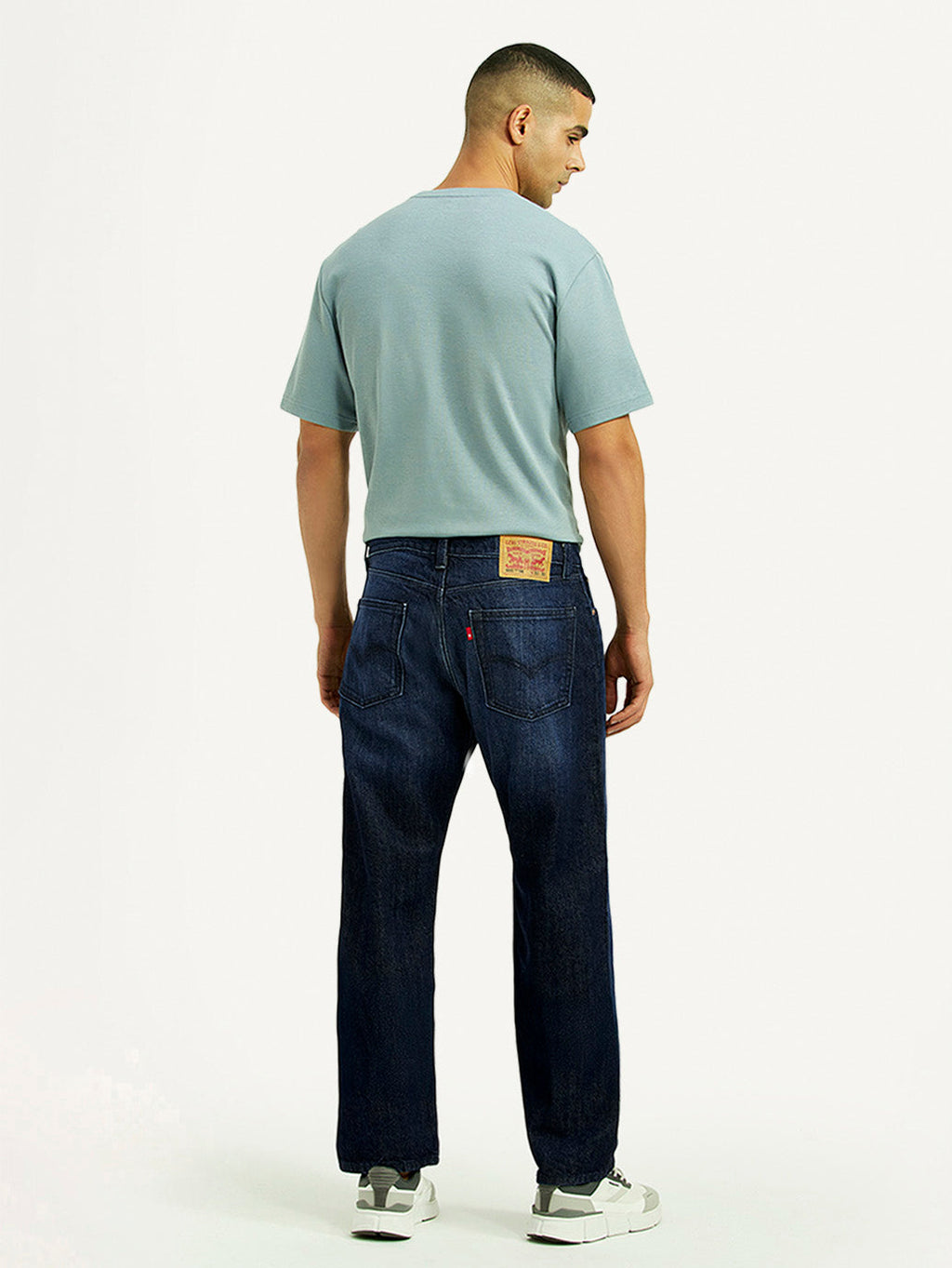 Men's 555 Dark Blue Relaxed Straight Fit Mid Rise Jeans