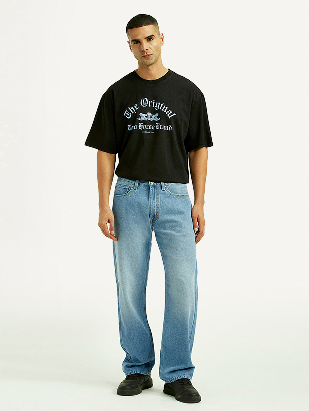Men's 555 Light Blue Relaxed Straight Fit Mid Rise Jeans