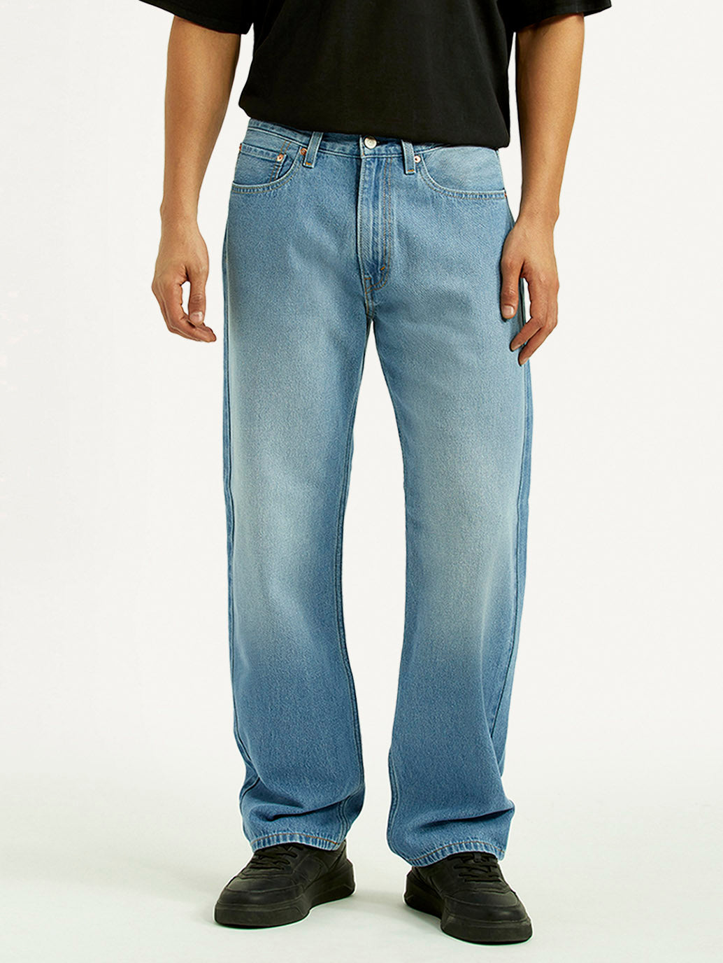 Men's 555 Light Blue Relaxed Straight Fit Mid Rise Jeans