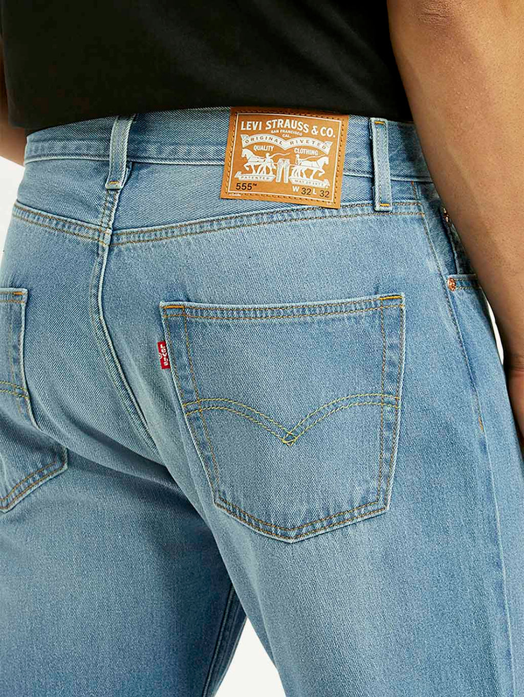 Men's 555 Light Blue Relaxed Straight Fit Mid Rise Jeans