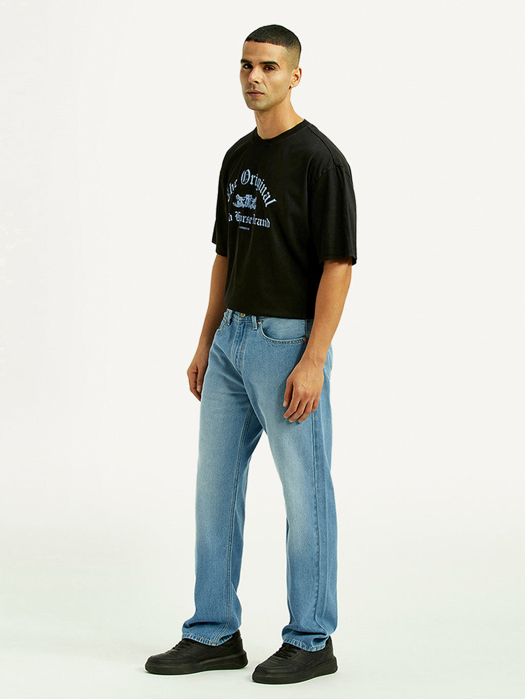 Men's 555 Light Blue Relaxed Straight Fit Mid Rise Jeans