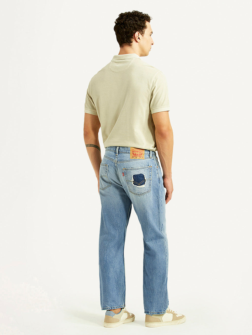 Men's 555 Light Blue Relaxed Straight Fit Mid Rise Jeans