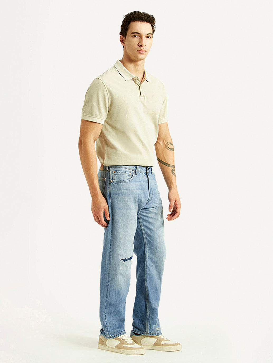Men's 555 Light Blue Relaxed Straight Fit Mid Rise Jeans