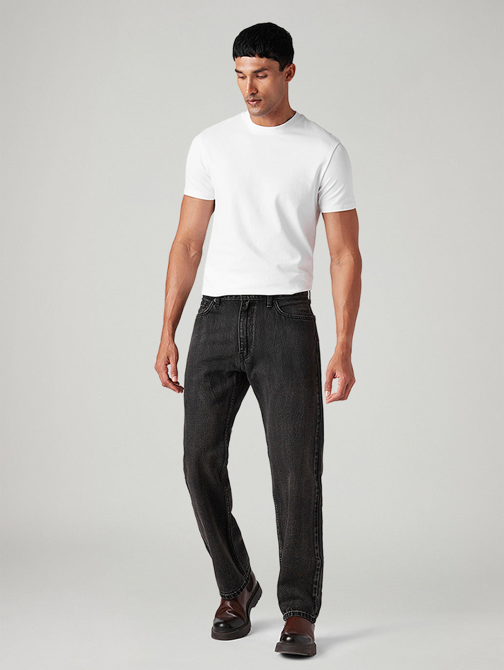 Men's 568 Charcoal Grey Loose Fit Mid Rise Tinted Jeans