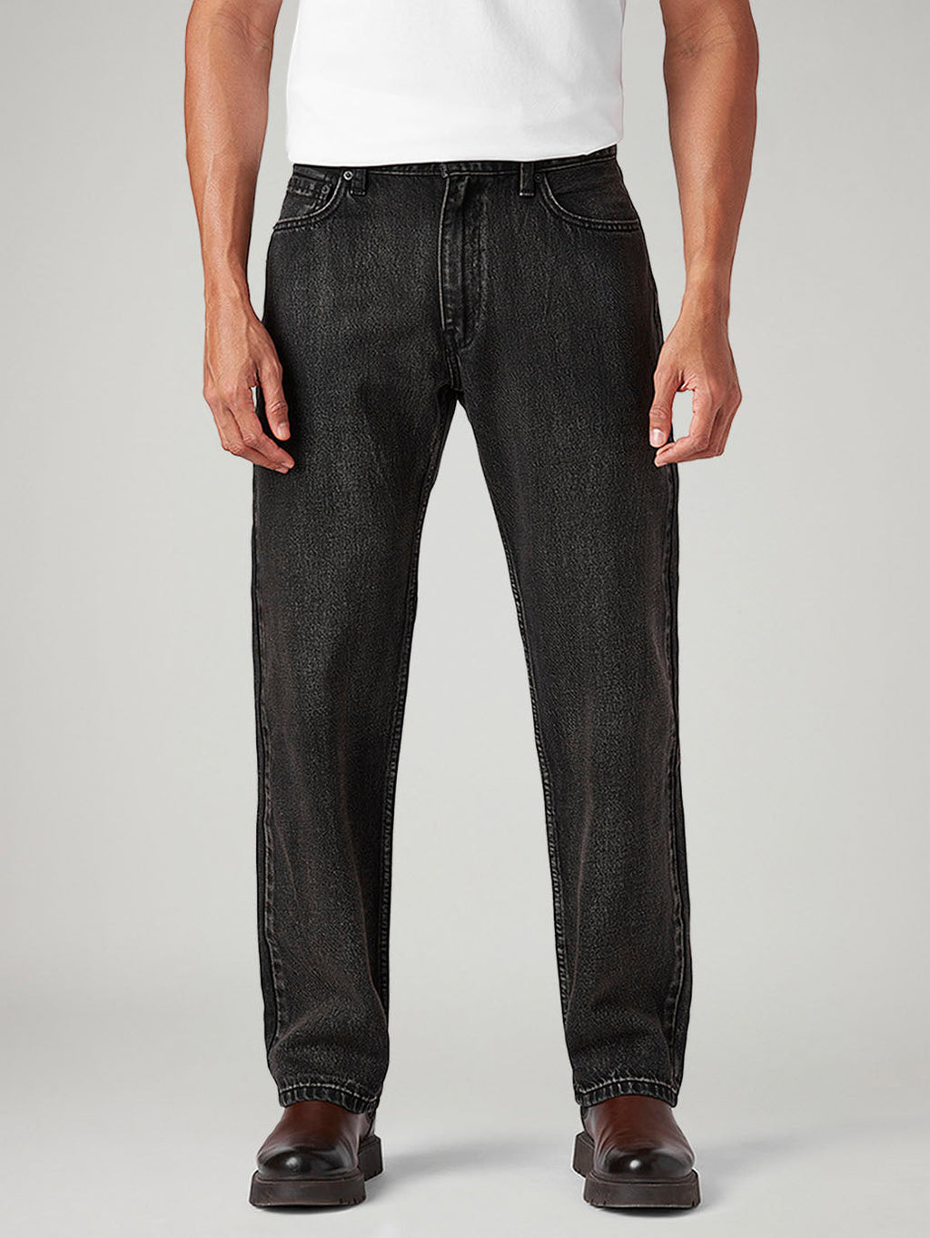 Men's 568 Charcoal Grey Loose Fit Mid Rise Tinted Jeans