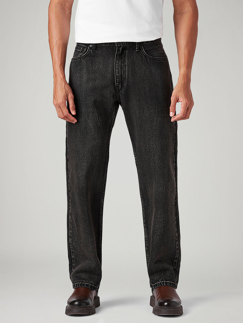 Men's 568 Charcoal Grey Loose Fit Mid Rise Tinted Jeans