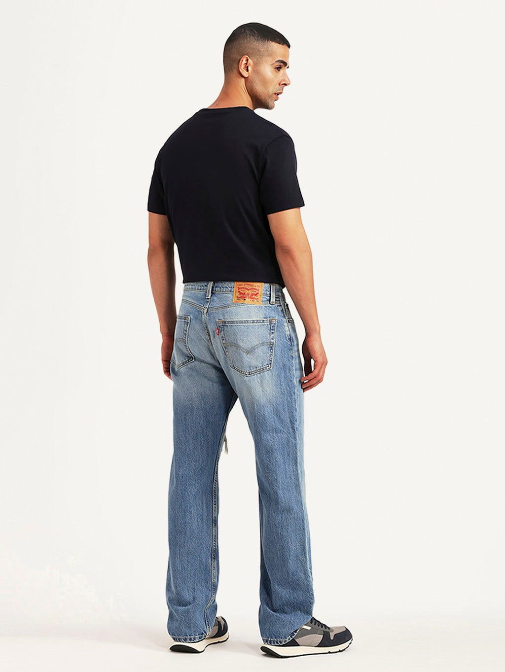 Men's 555 Light Blue Relaxed Straight Fit Mid Rise Jeans