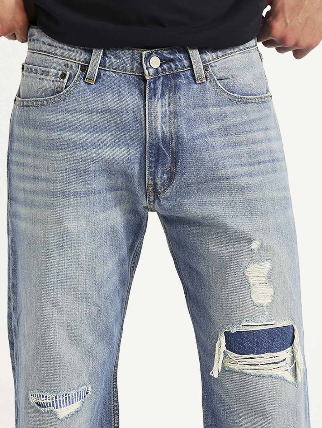 Men's 555 Light Blue Relaxed Straight Fit Mid Rise Jeans