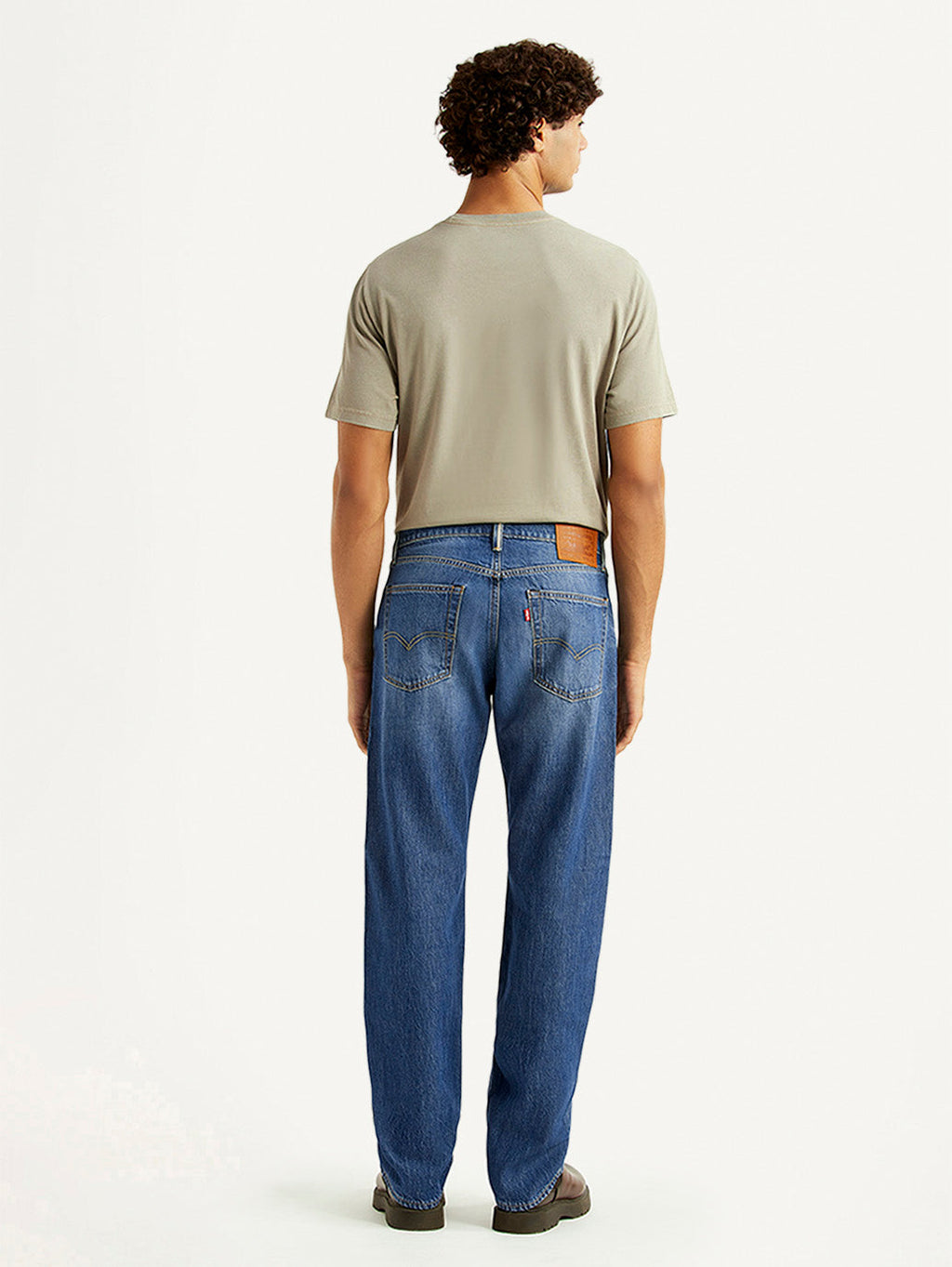 Men's 555 Blue Relaxed Straight Fit Mid Rise Selvedge Jeans
