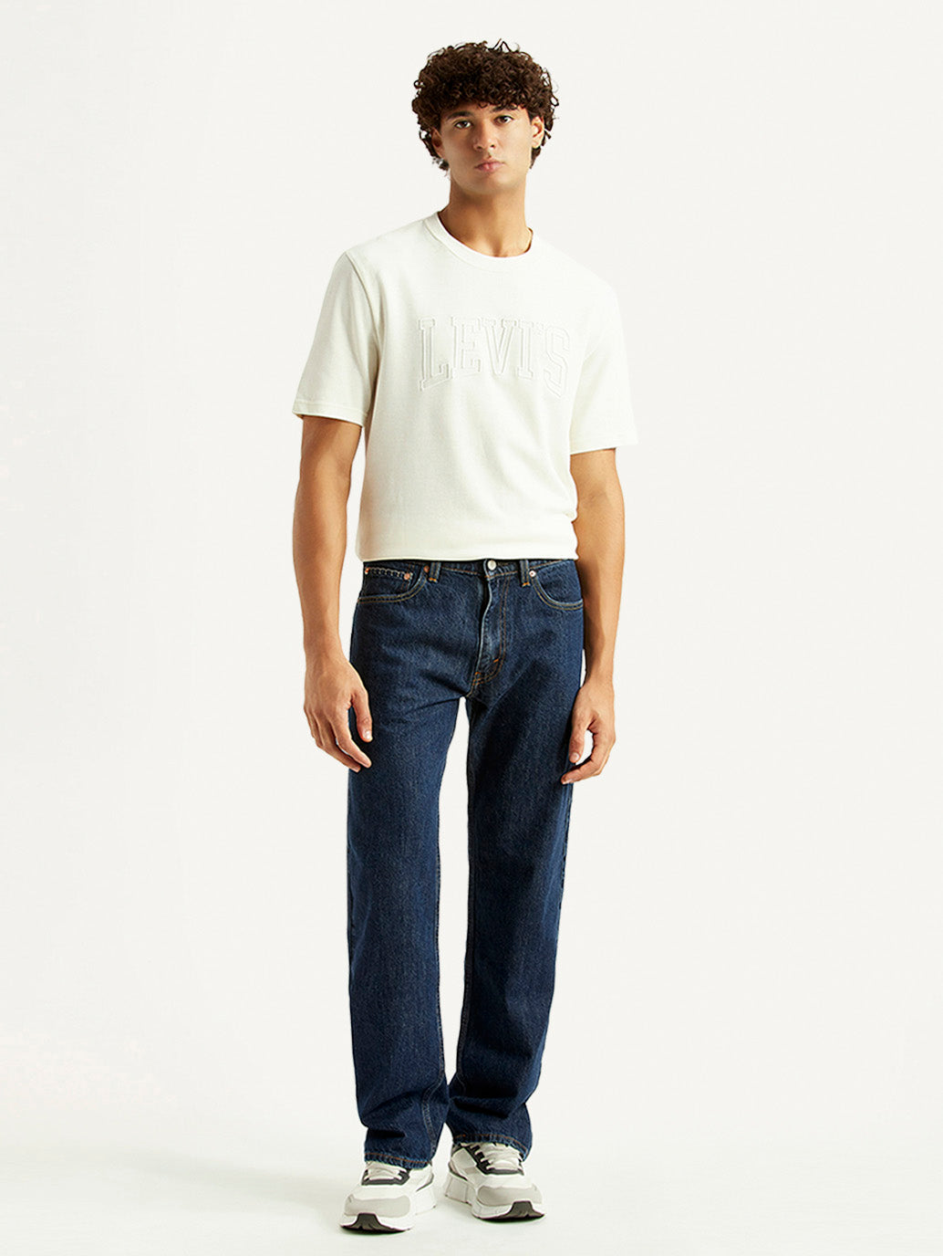 Men's 555 Navy Relaxed Straight Fit Mid Rise Jeans