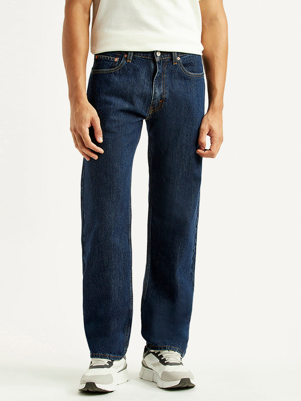 Men's 555 Navy Relaxed Straight Fit Mid Rise Jeans