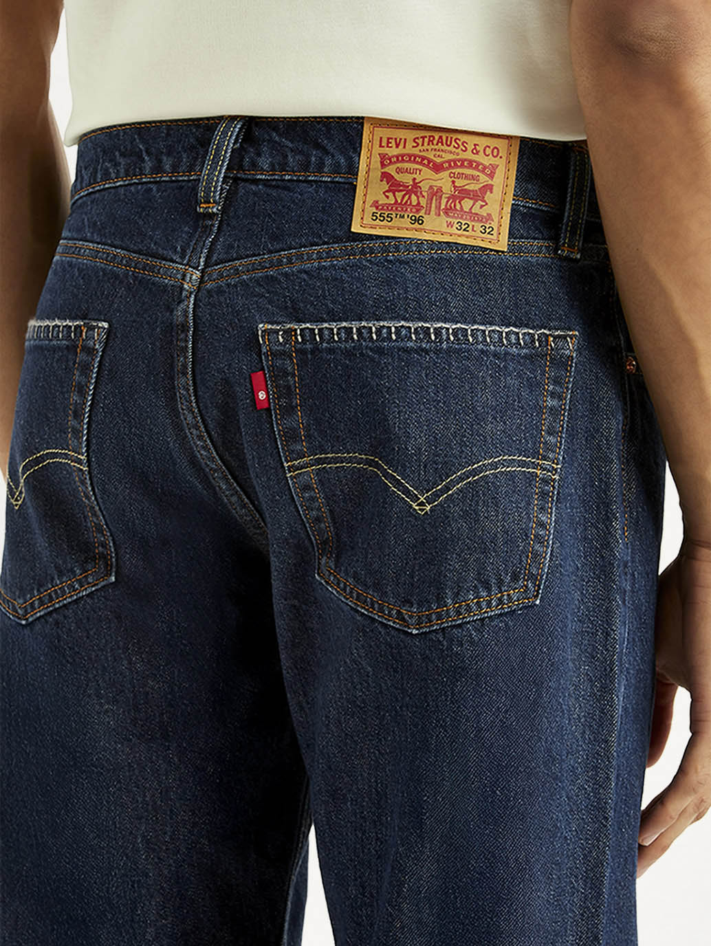 Men's 555 Navy Relaxed Straight Fit Mid Rise Jeans