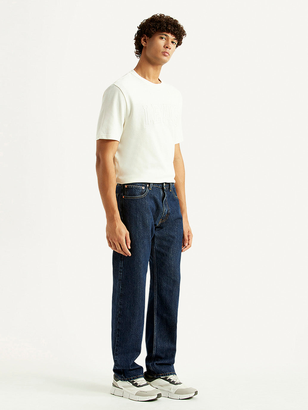 Men's 555 Navy Relaxed Straight Fit Mid Rise Jeans
