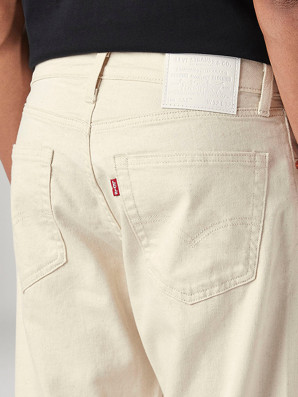 Men's 555 Beige Relaxed Straight Fit Mid Rise Linen Jeans