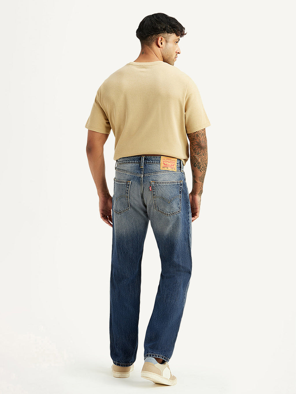 Men's Tinted 555 Blue Relaxed Straight Fit Mid Rise Jeans