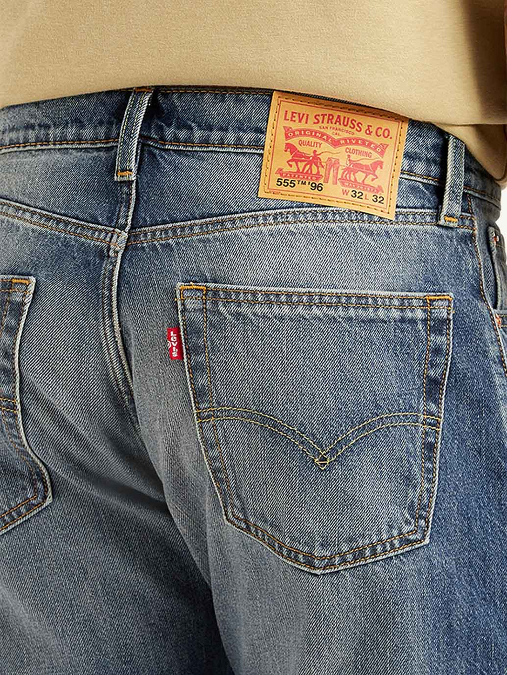 Men's Tinted 555 Blue Relaxed Straight Fit Mid Rise Jeans