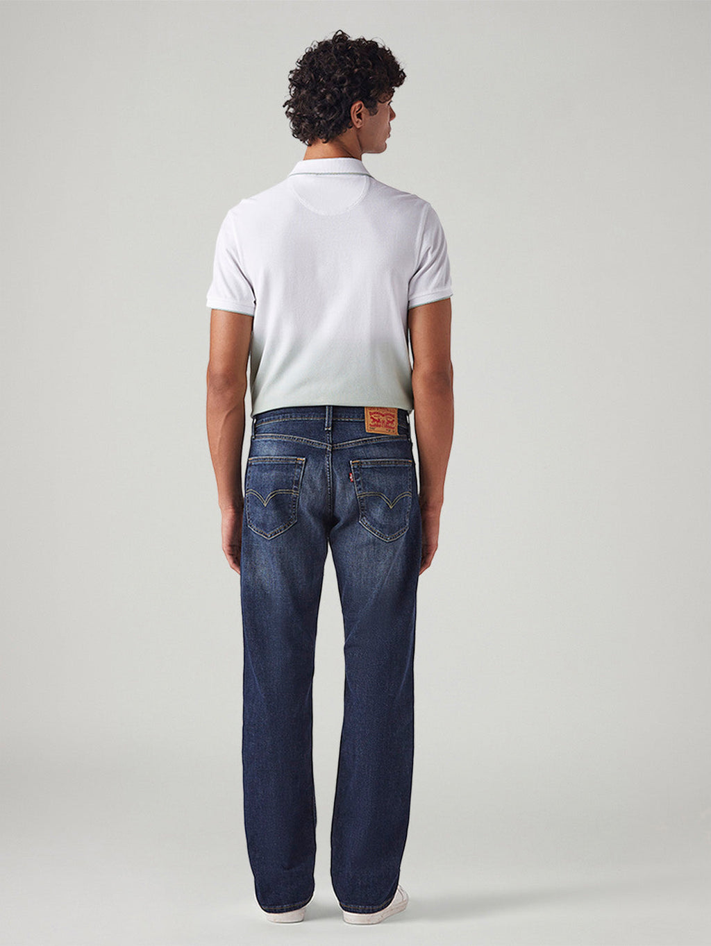 Men's 555 Dark Blue Relaxed Straight Fit Mid Rise Cross Hatch Jeans
