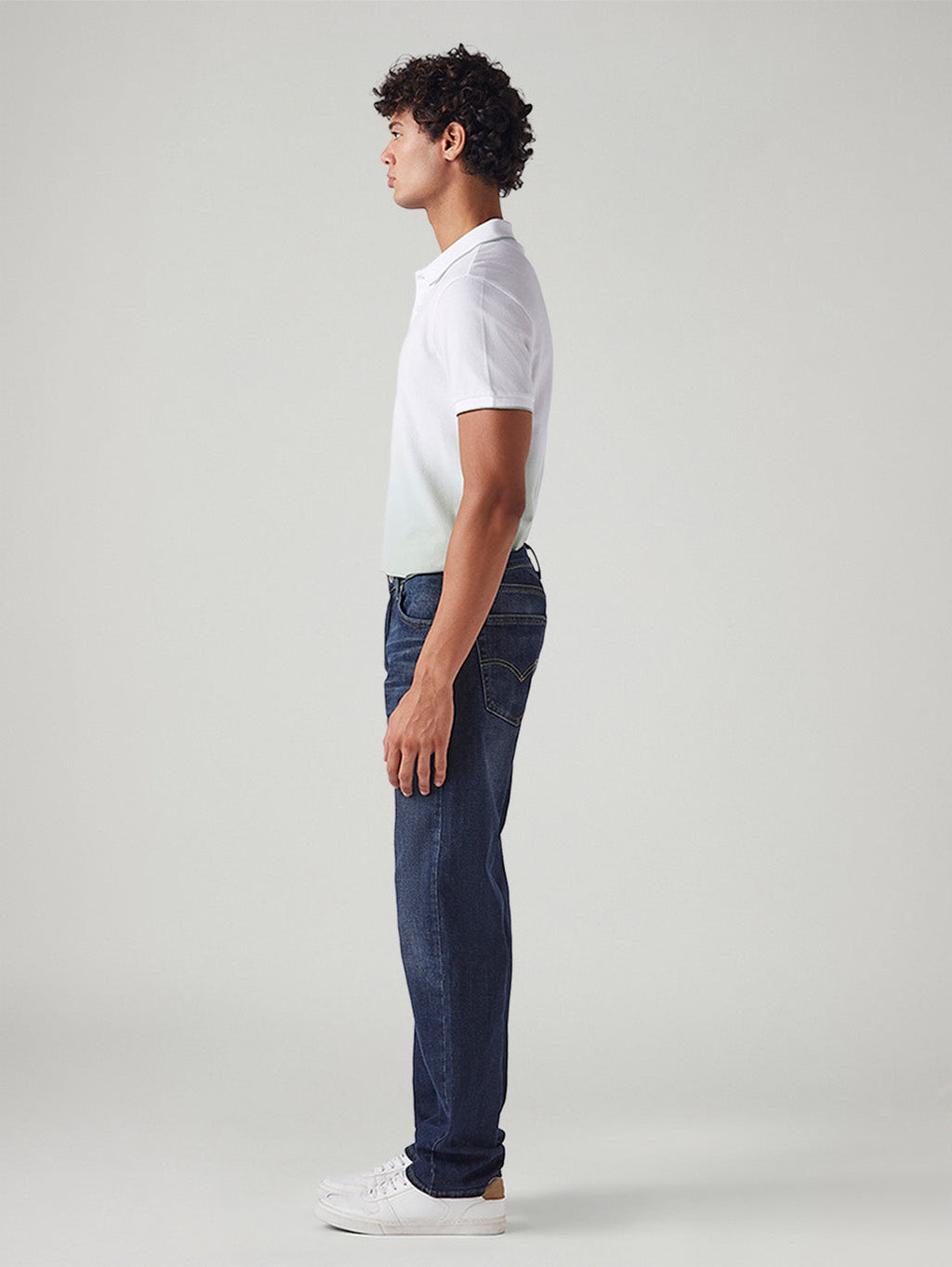 Men's 555 Dark Blue Relaxed Straight Fit Mid Rise Cross Hatch Jeans