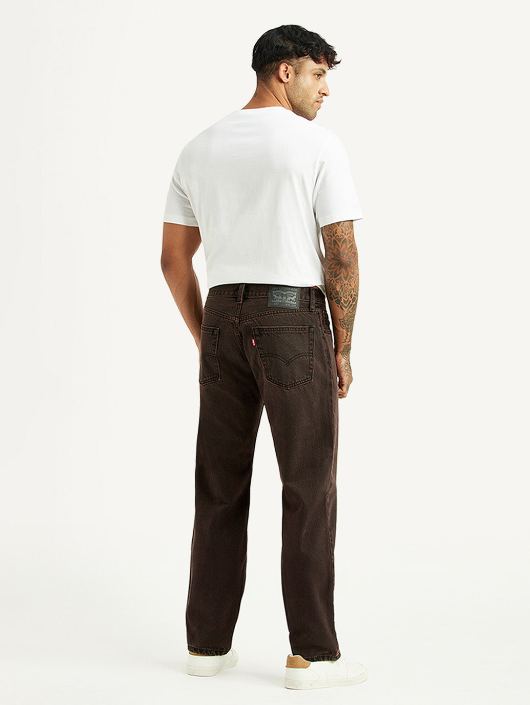 Men's Tinted 555 Brown Relaxed Straight Fit Mid Rise Jeans