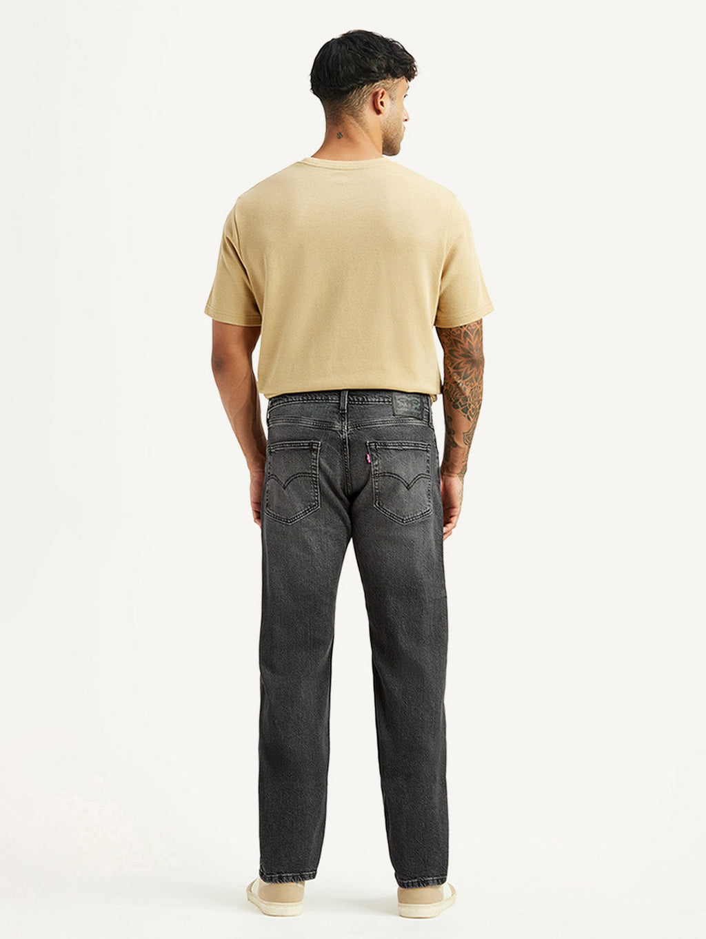 Men's 555 Charcoal Grey Relaxed Straight Fit Mid Rise Jeans