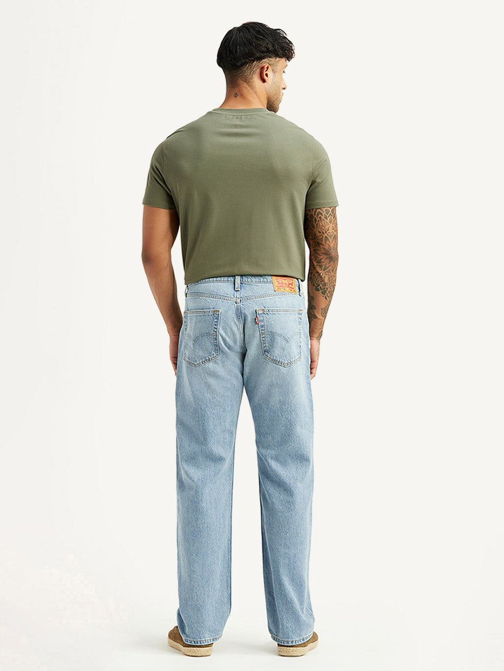 Men's 555 Light Blue Relaxed Straight Fit Mid Rise Jeans