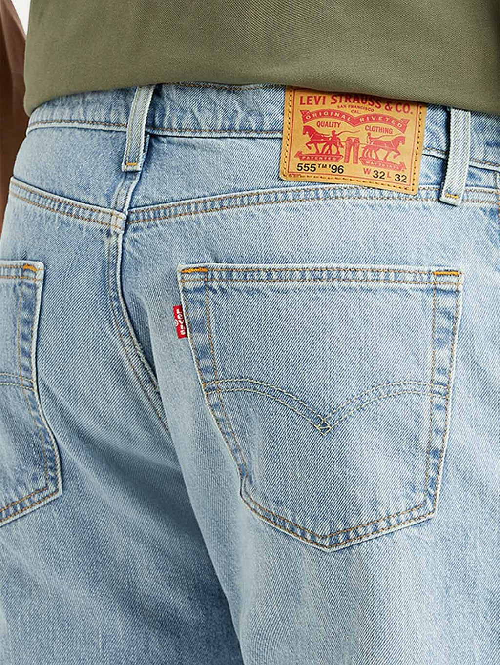Men's 555 Light Blue Relaxed Straight Fit Mid Rise Jeans