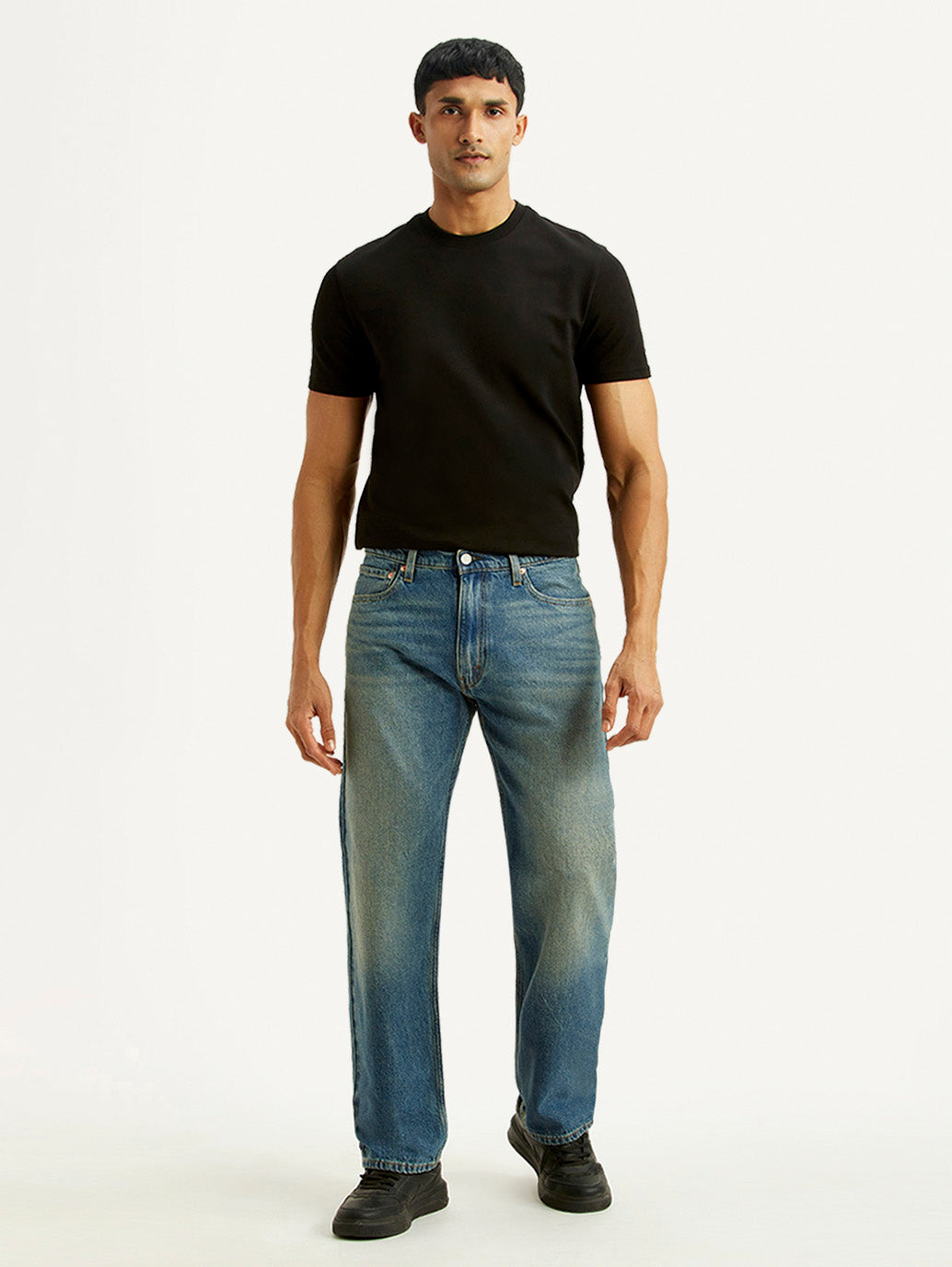 Men's 555 Blue Relaxed Straight Fit Mid Rise Tinted Jeans