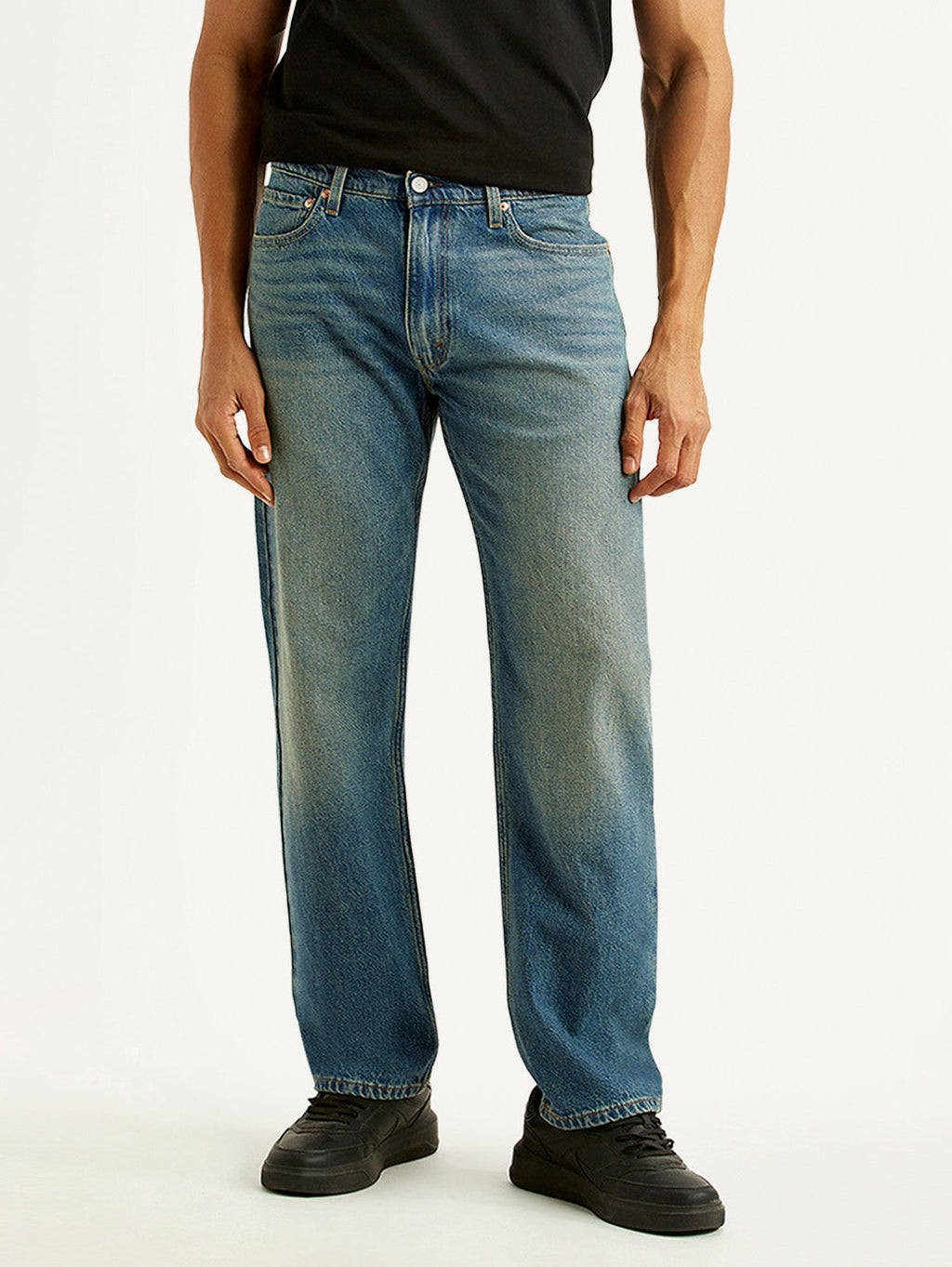 Men's 555 Blue Relaxed Straight Fit Mid Rise Tinted Jeans