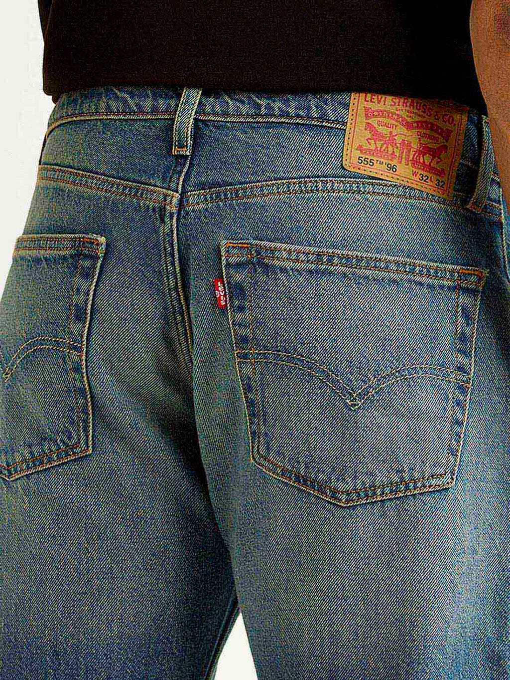 Men's 555 Blue Relaxed Straight Fit Mid Rise Tinted Jeans