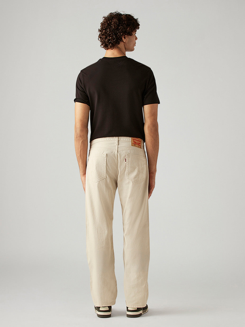 Men's 555 Beige Relaxed Straight Fit Mid Rise Jeans