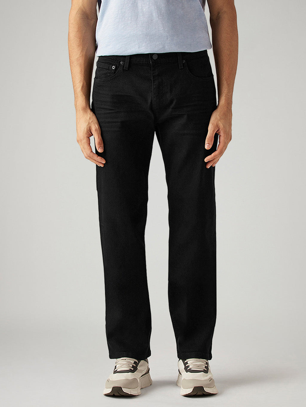 Men's 555 Black Relaxed Straight Fit Mid Rise Jeans