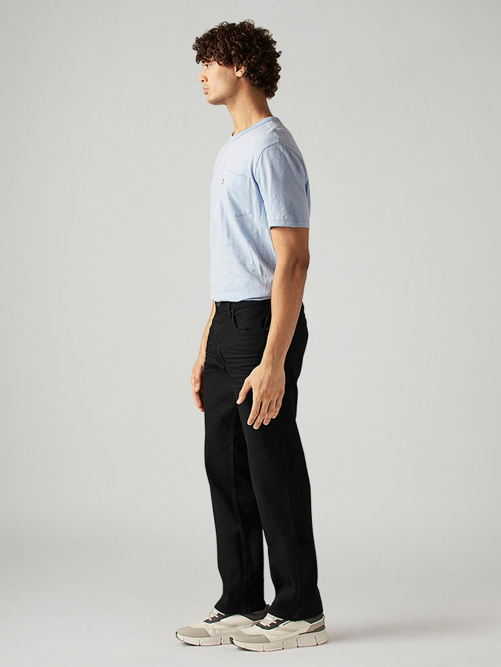 Men's 555 Black Relaxed Straight Fit Mid Rise Jeans