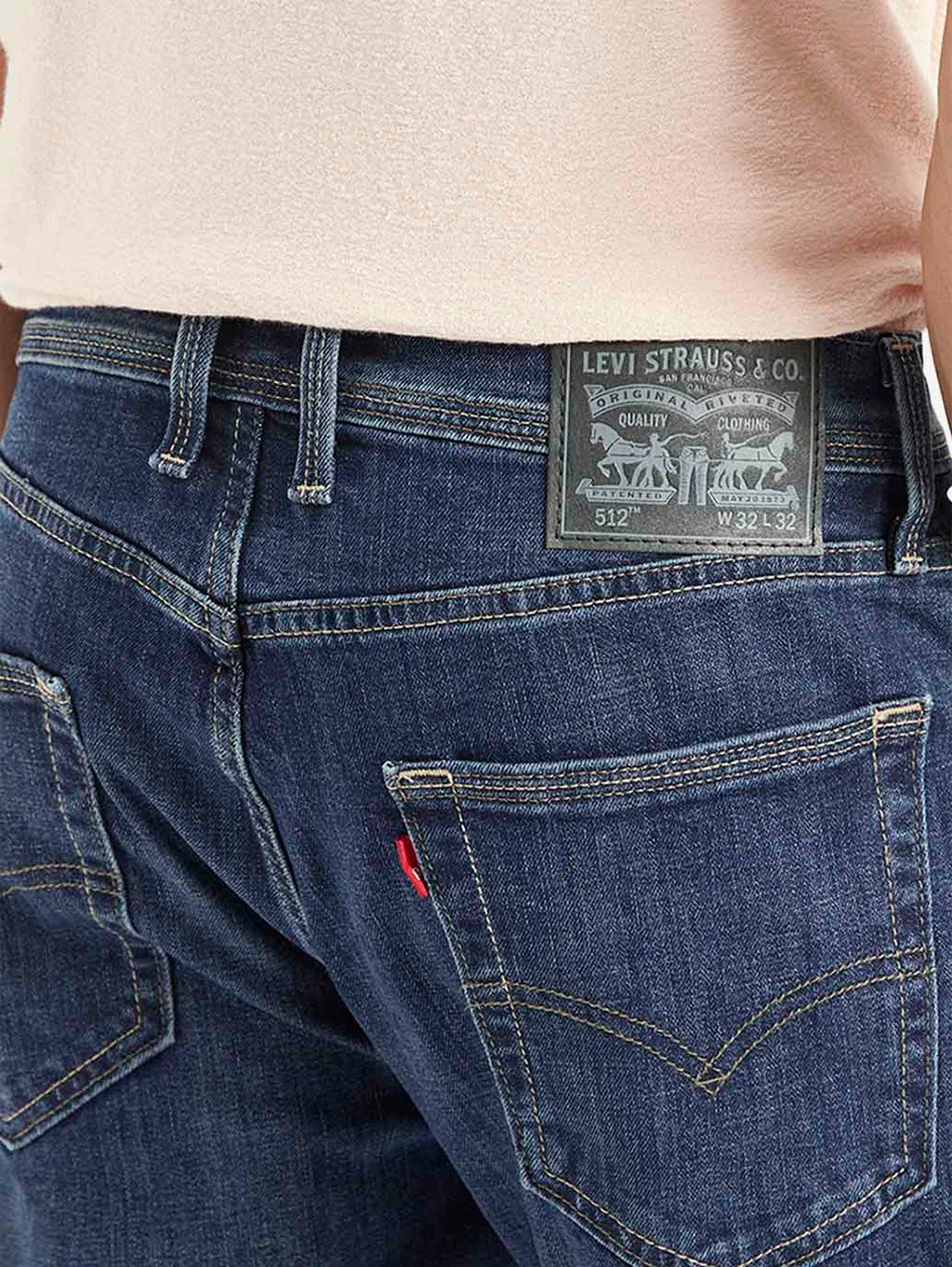 Men's 512 Dark Blue Slim Tapered Fit Mid Rise Jeans