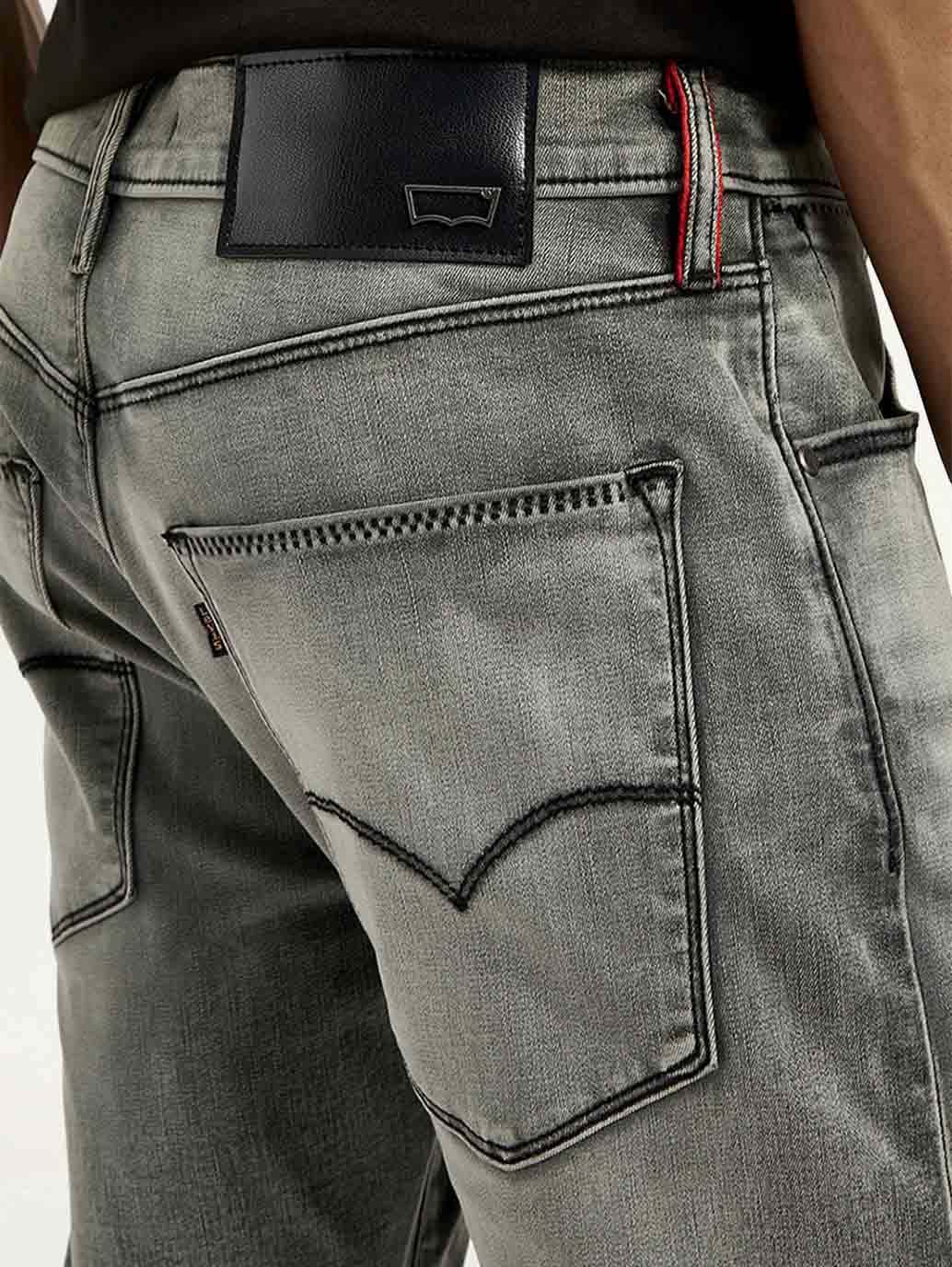 Men's Redloop 512 Grey Slim Tapered Fit Mid Rise Jeans