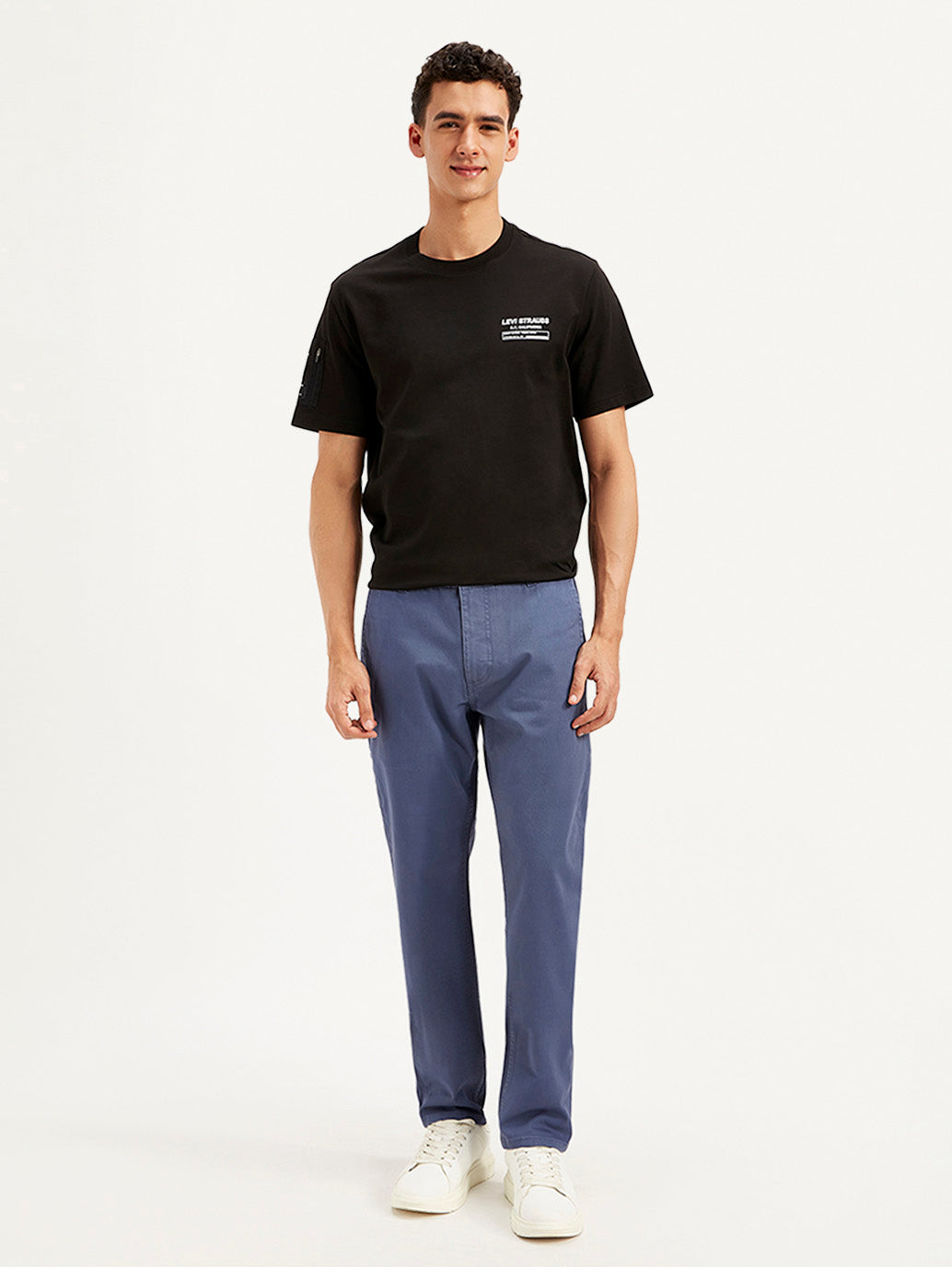 Men's Greyish Blue Tapered Chinos