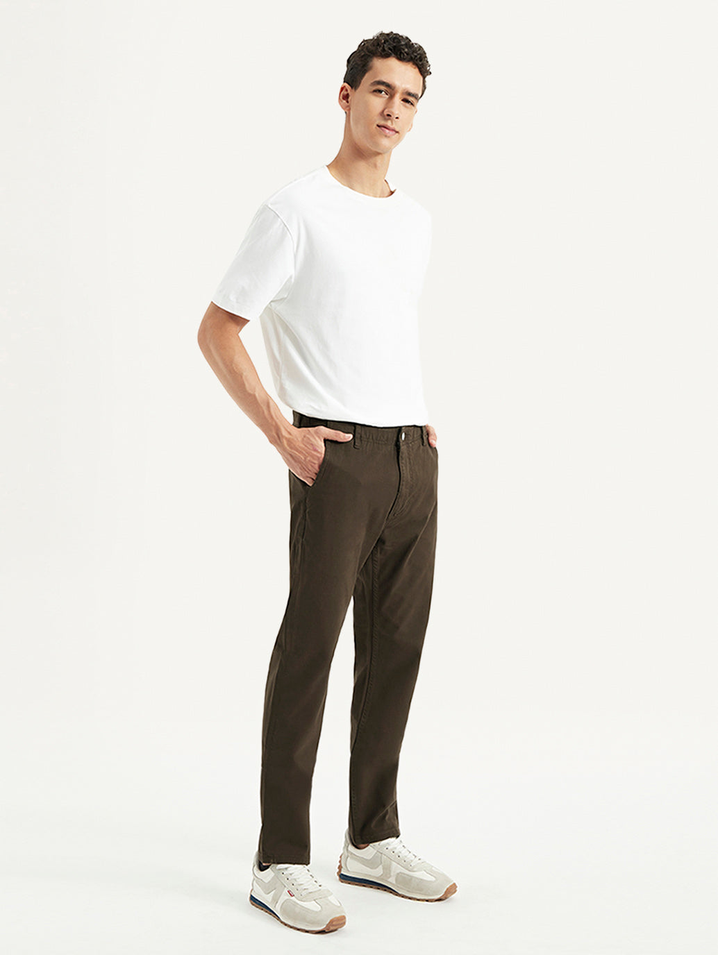 Men's Brown Tapered Fit Chinos