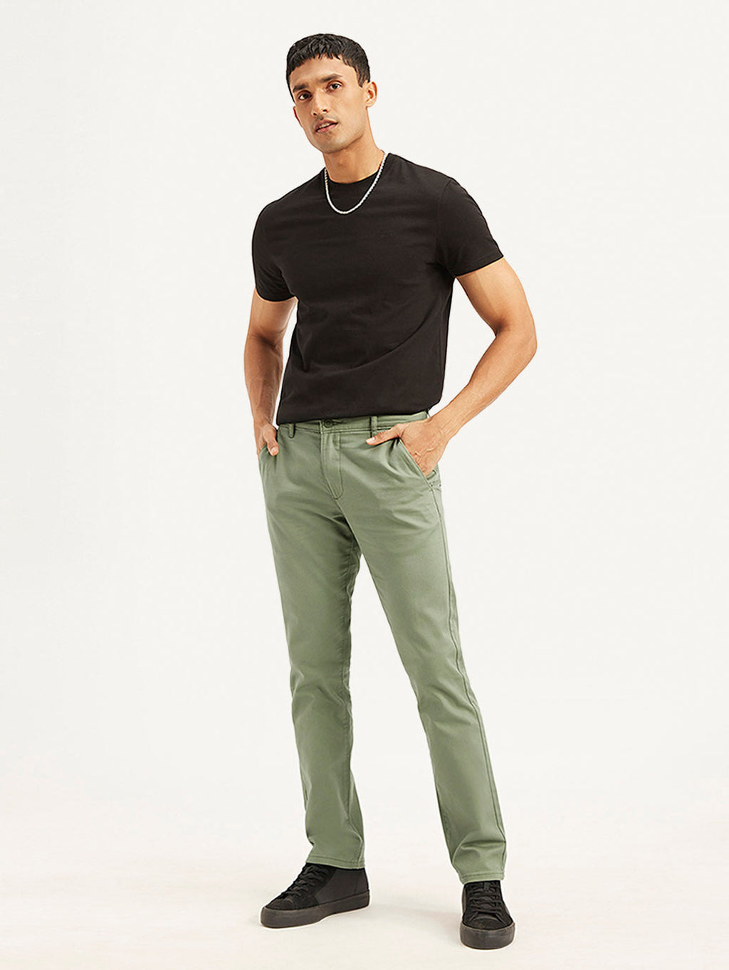 Men's Olive Slim Fit Trousers