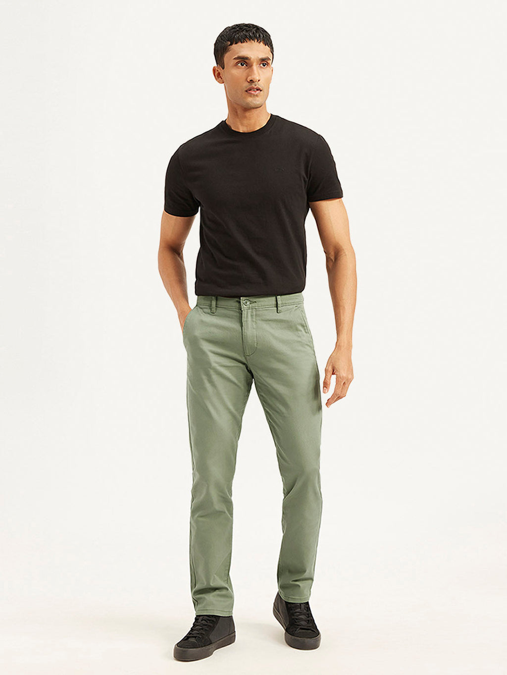 Men's Olive Slim Fit Trousers